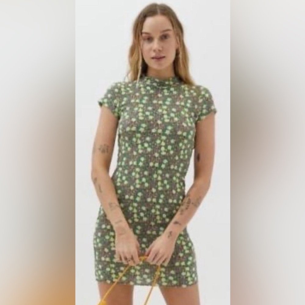 Urban Outfitters Green Floral Mini Dress